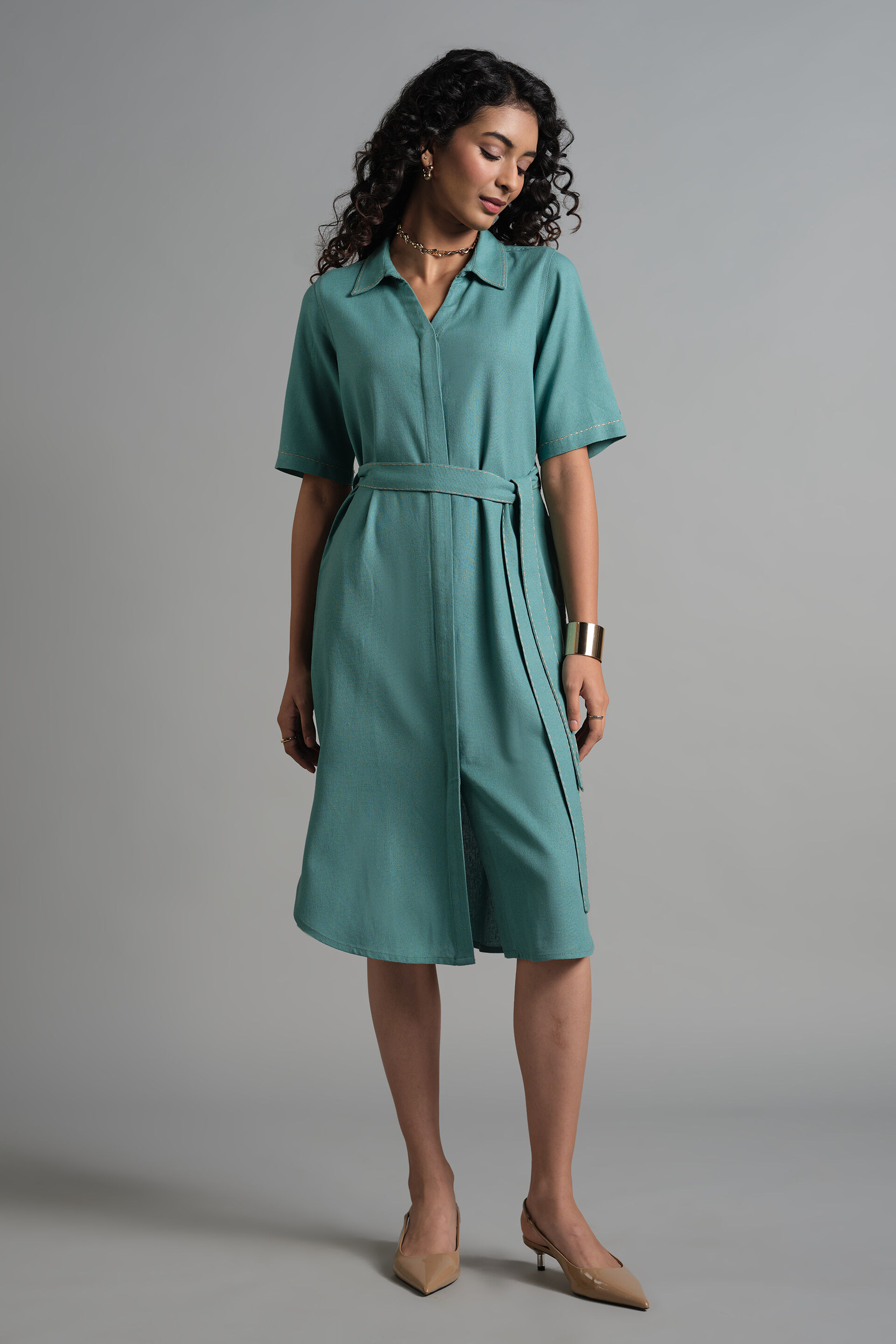 Ocean Wave Dress, Aqua, image 1